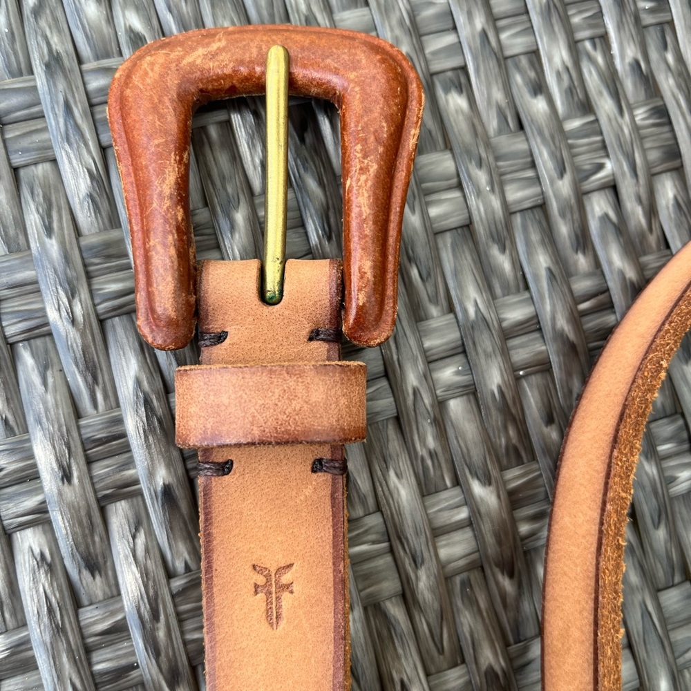 Frye Tan Leather Belt, XL - Picture 2 of 9